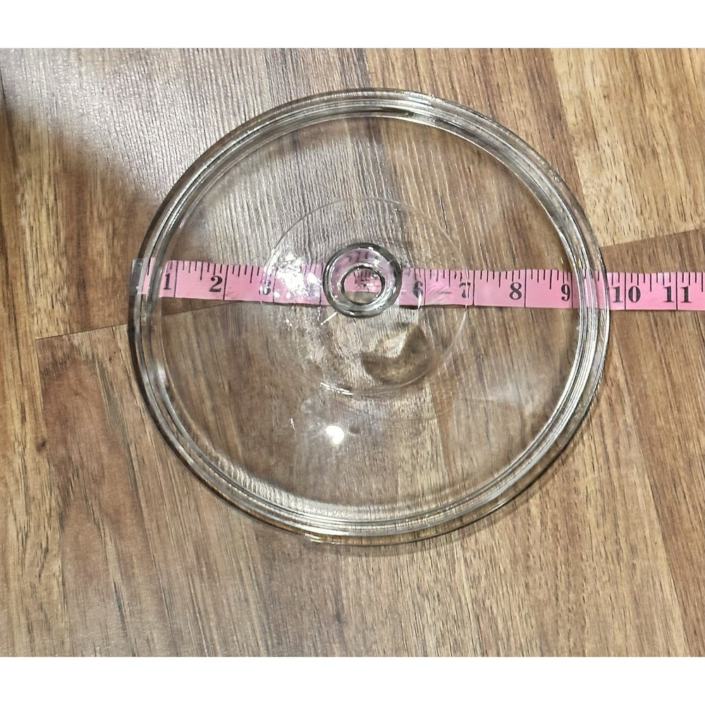 VTG 10" Pyrex Corning Ware Clear Glass Replacement Lid Ribbed Knob
